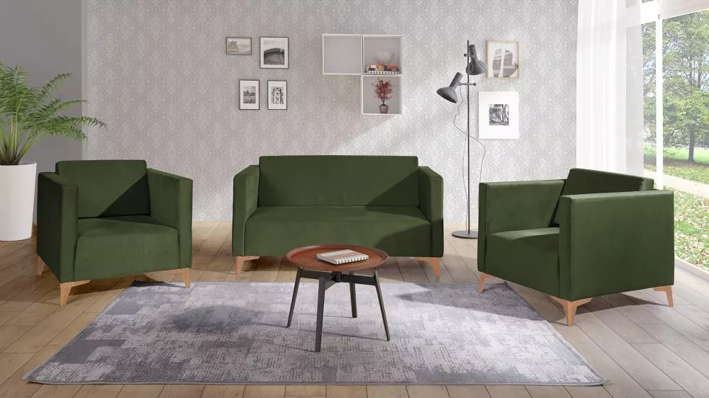 Komplekts Szafir 2S+1S+1S Standard · Zaļš · 82 × 136 × 74 cm