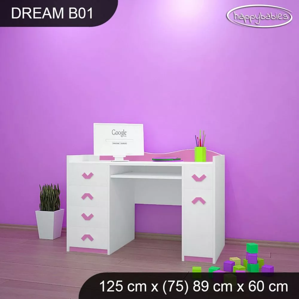 Bērnu rakstāmgalds Dream B01 Maksimālais augstums: 89 cm, · 125 × 75 × 60 cm