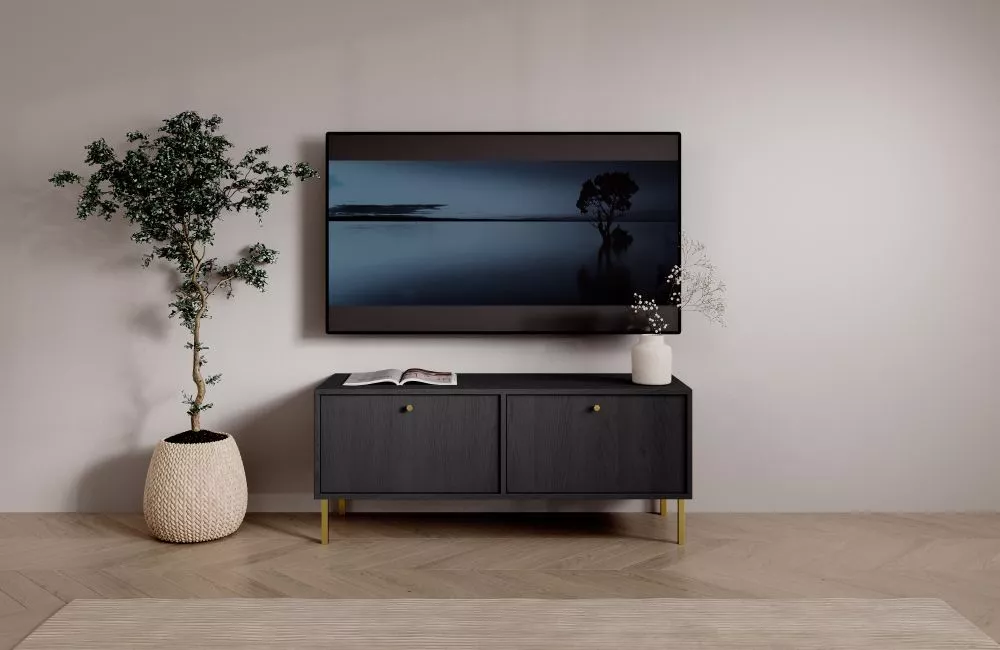 TV tumba Tili RTV2D · Melns · 120.6 × 40.8 × 50 cm