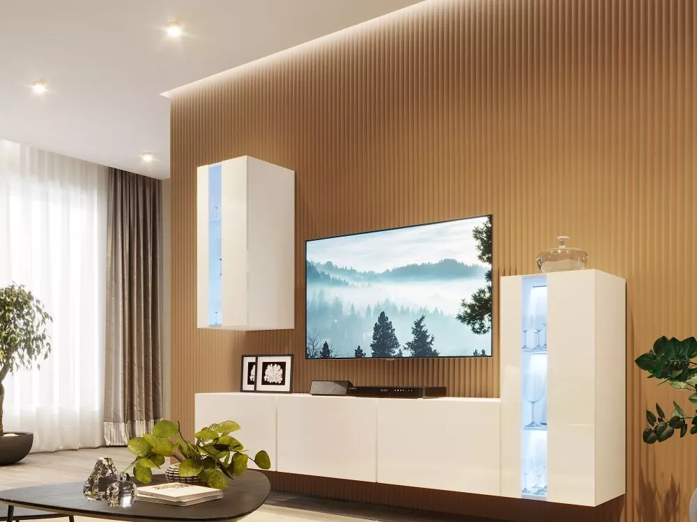 Sekcija Box 73 ar LED · Balts · 229 × 38 cm