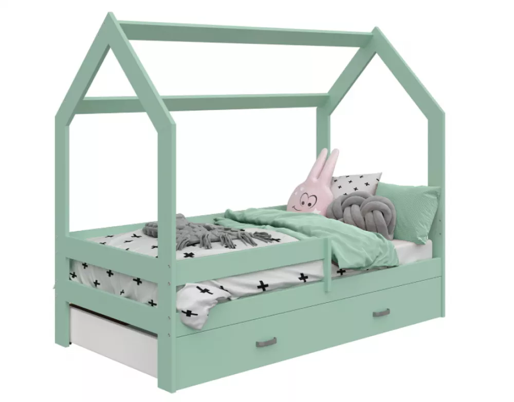 Bērnu gulta Domek D3 ar stelāžu Guļamvietas platums: 80 cm, Guļamvietas garums: 160 cm, · 87 × 164 × 144 cm