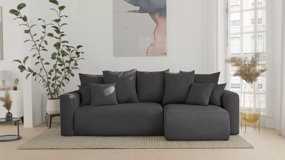 Dīvāns Denver L Comfort Standard · Grafīts · 142 × 238 × 73 cm
