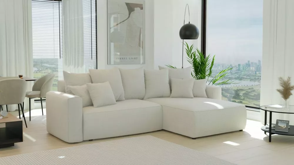 Dīvāns Bari L Standard · Gaišais krēms · 160 × 260 × 78 cm