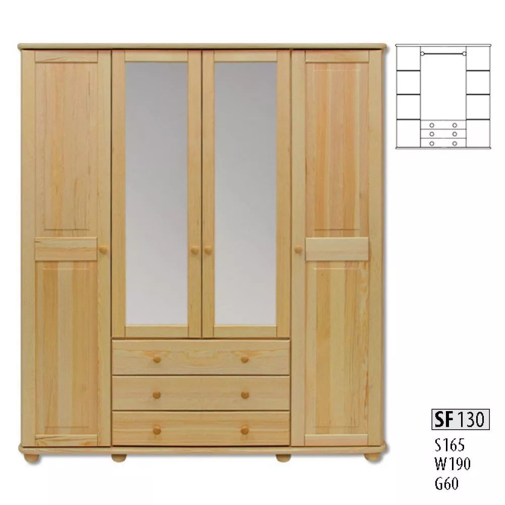 Skapis SF 130 · Priede · 165 × 60 × 190 cm