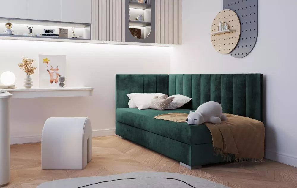 Gulta Coimbra 3L Boxspring Standard Guļamvietas platums: 90 cm, Guļamvietas garums: 200 cm, · Zaļš · 95 × 205 × 95 cm
