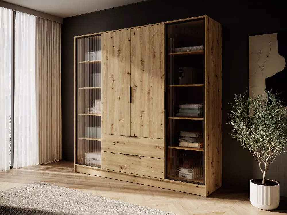 Skapis Kelly 4DRD ar LED · Ozols artisan · 206 × 51 × 200 cm