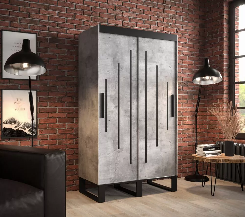 Skapis Loft Y · Betons · 120 × 62 × 212 cm