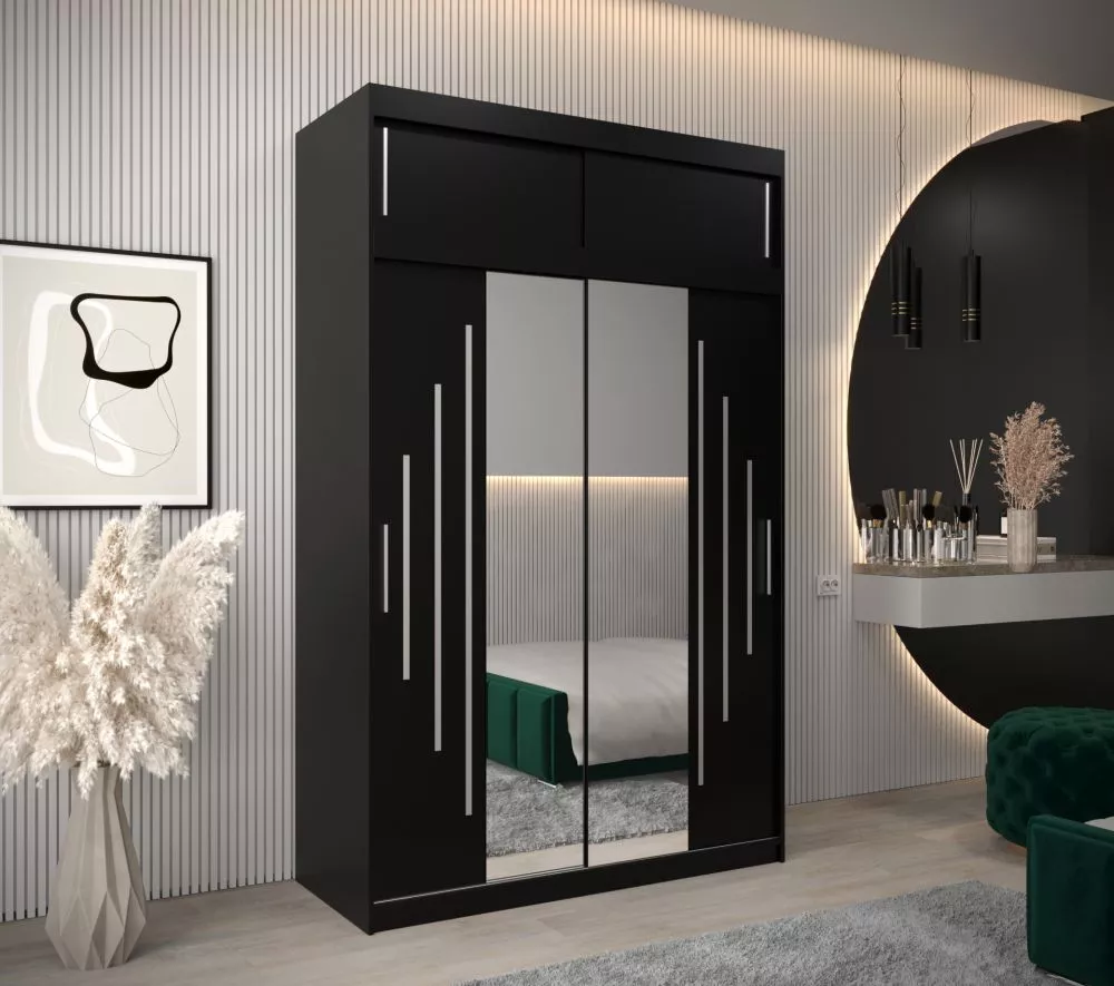 Skapis York 1 Premium · Melns · 150 × 62 × 240 cm