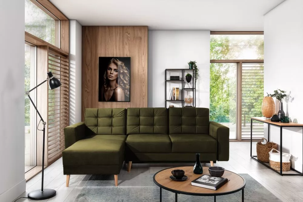 Dīvāns Asgard L Premium standard · Olīvu · 162 × 250 × 87 cm