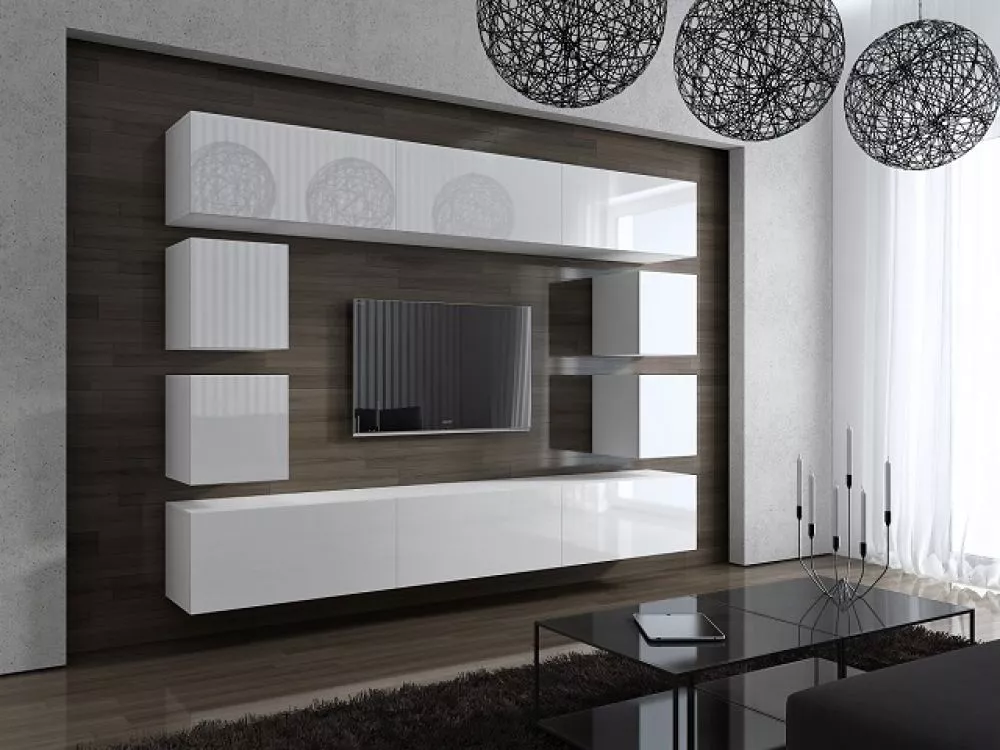 Sekcija Concept 17 ar LED · Balts · 249 × 35 × 200 cm