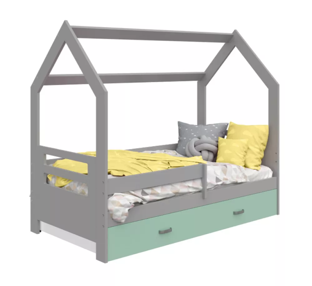 Bērnu gulta Domek D3-B ar stelāžu Guļamvietas platums: 80 cm, Guļamvietas garums: 160 cm, · 87 × 164 × 144 cm