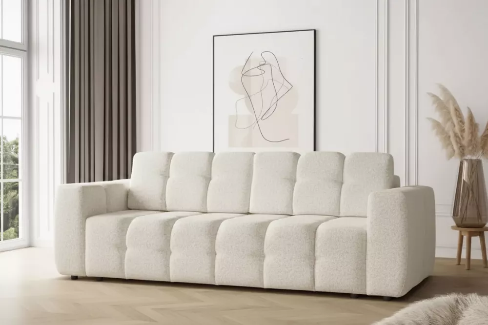 Dīvāns Bona 3S Standard · Gaišais krēms · 100 × 240 × 90 cm