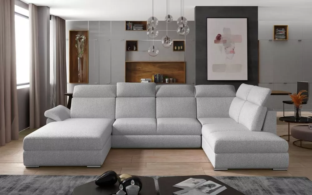 Dīvāns Evanell Premium standard · Gaiši pelēks · 216 × 330 × 102 cm
