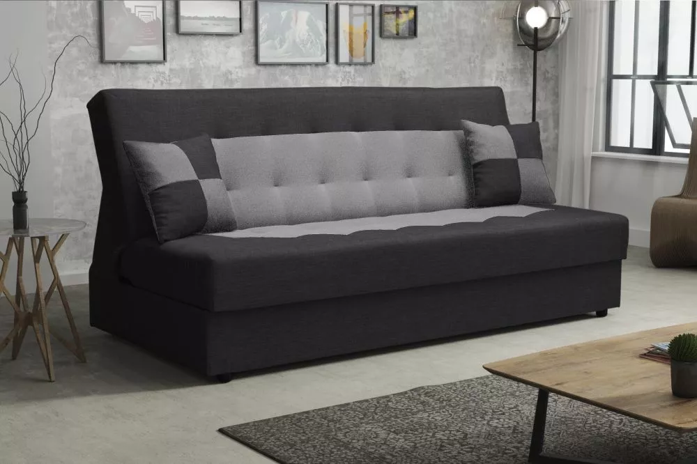 Dīvāns Polo Standard · Melns + pelēks · 80 × 192 × 96 cm