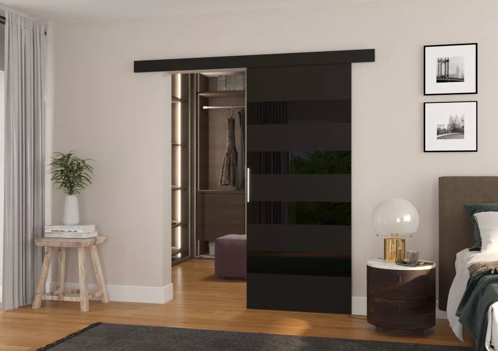 Bīdāmās durvis Milou Black · Melna · 86 × 205 cm
