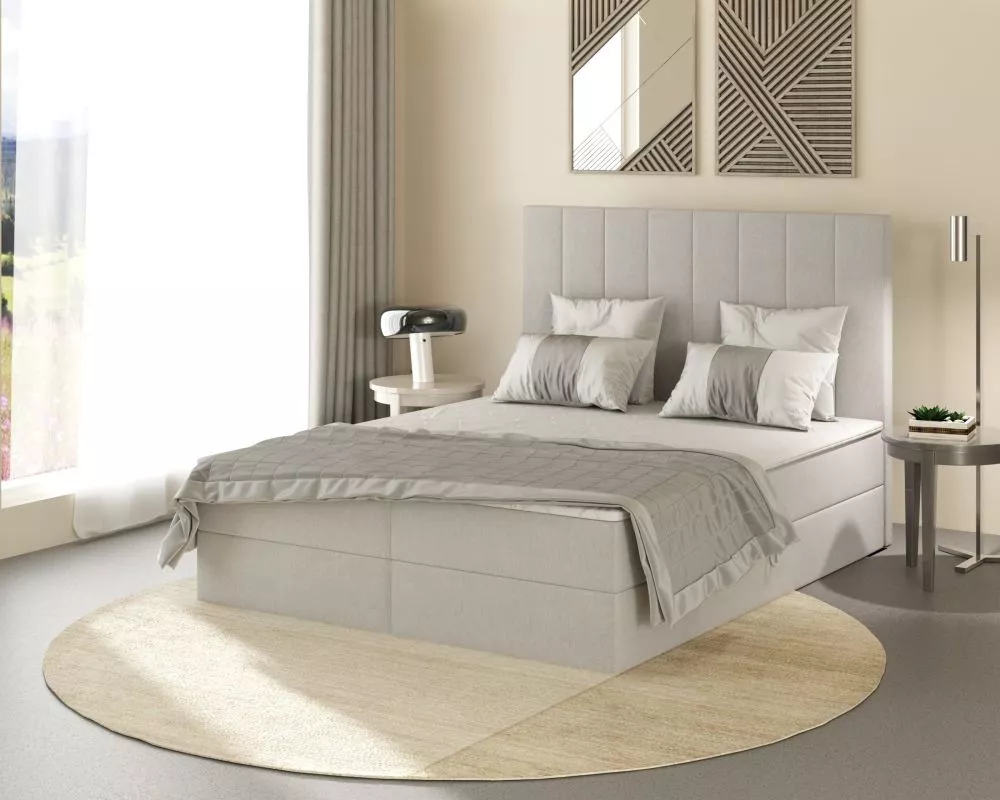 Gulta Amelia Boxspring standard Guļamvietas platums: 160 cm, Guļamvietas garums: 200 cm, · Gaiši pelēks · 162 × 207 × 12