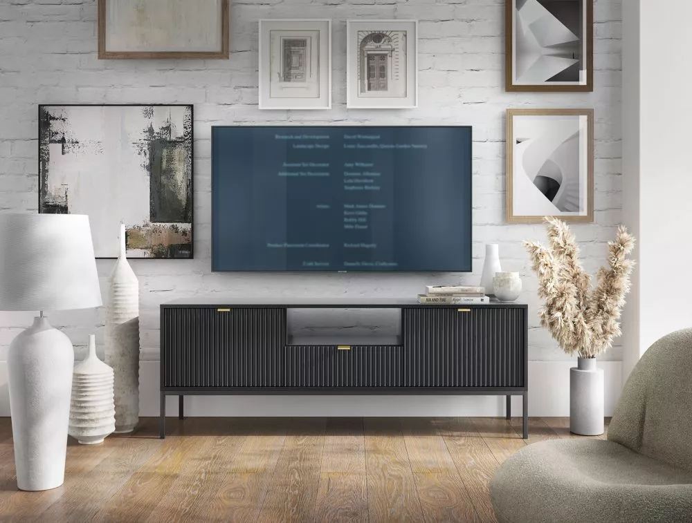 TV tumba Nova RTV-154 · Melns · 154 × 39 × 56 cm