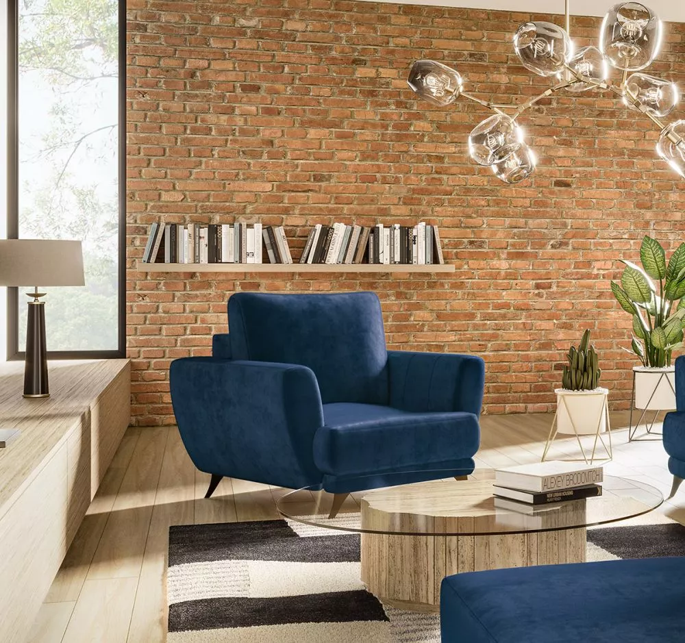 Mīksts krēsls Megis 1S Lux standard Sēdvietas dziļums: 60 cm, · Zila · 102 × 94 × 87 cm