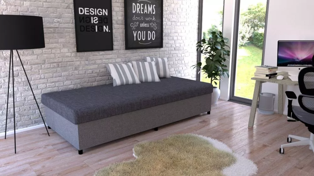 Dīvāns Velno 2 Standard · Tumši pelēks + pelēks · 80 × 200 × 37 cm