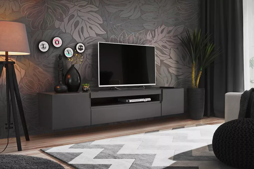 TV tumba Eston · Grafīts · 200 × 35 × 43 cm