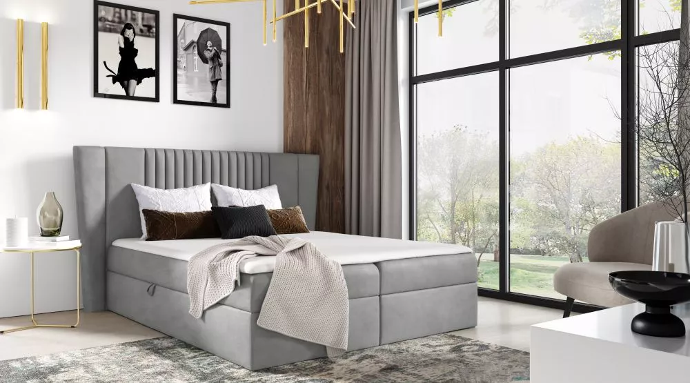 Gulta Spark Boxspring Standard Guļamvietas platums: 120 cm, Guļamvietas garums: 200 cm, · Pelēks · 172 × 214 × 110 cm