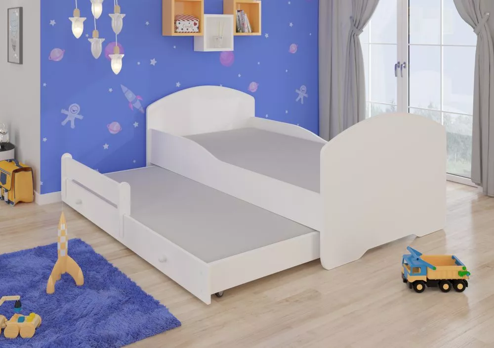 Bērnu gulta Pepe 2 ar stelāžām Guļamvietas platums: 80 cm, Guļamvietas garums: 160 cm, · Balts · 88 × 164 × 63 cm