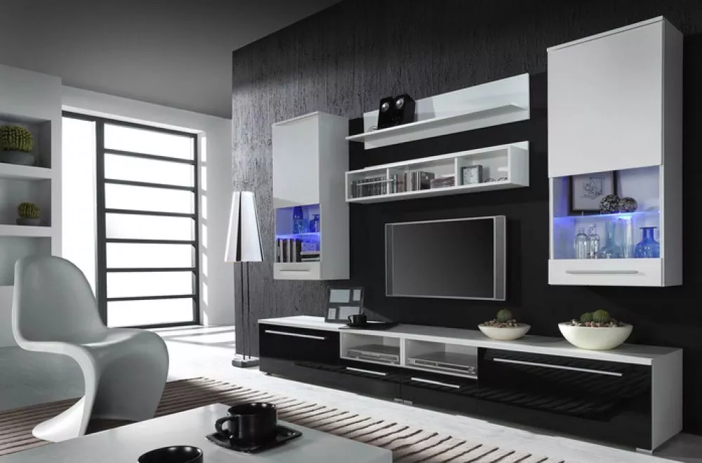 Sekcija Luna Premium ar LED Korpusa krāsa: balts, · 260 × 44 × 190 cm