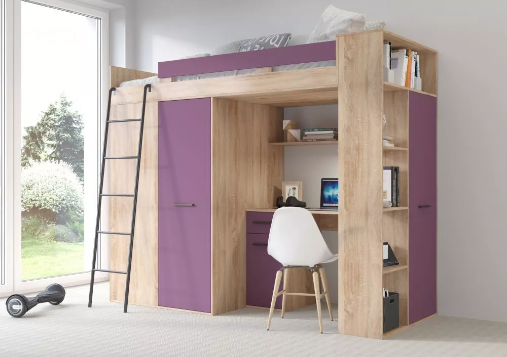 Divstāvu gulta Verana L ar stelāžu Guļamvietas platums: 90 cm, Guļamvietas garums: 200 cm, · 120 × 236 × 190 cm
