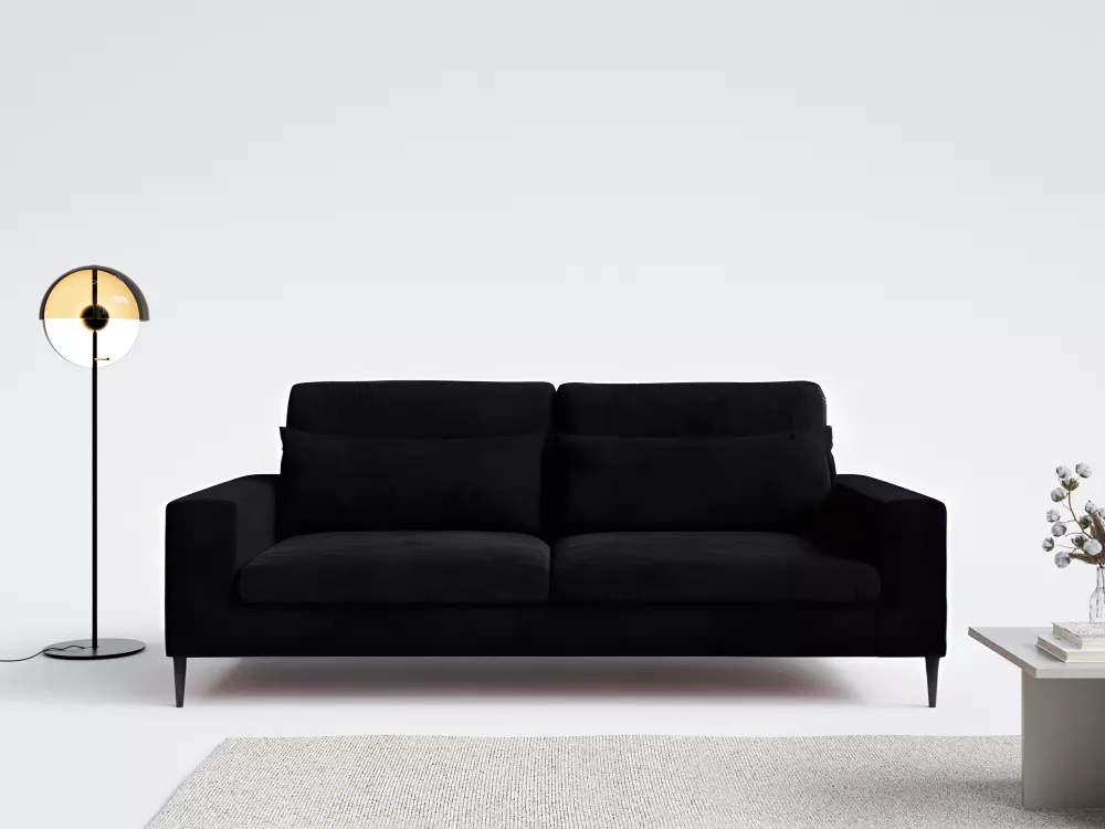 Dīvāns Roma Sofa Standard · Melns · 110 × 221 × 88 cm