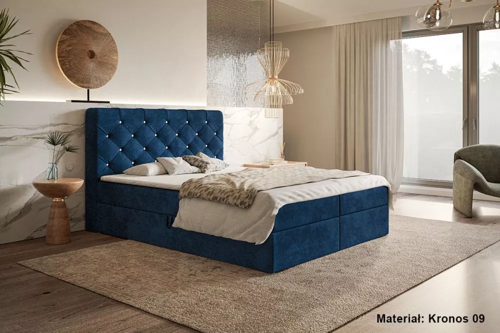 Gulta Box 7 Boxspring standard Guļamvietas platums: 160 cm, Guļamvietas garums: 200 cm, · Zils · 160 × 214 × 115 cm