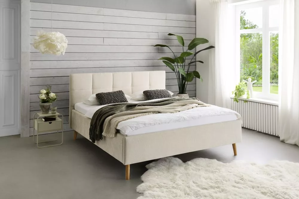Gulta Nova Standard ar stelāžu Guļamvietas platums: 180 cm, Guļamvietas garums: 200 cm, stelāžas tips: koka, · Bēšs · 19