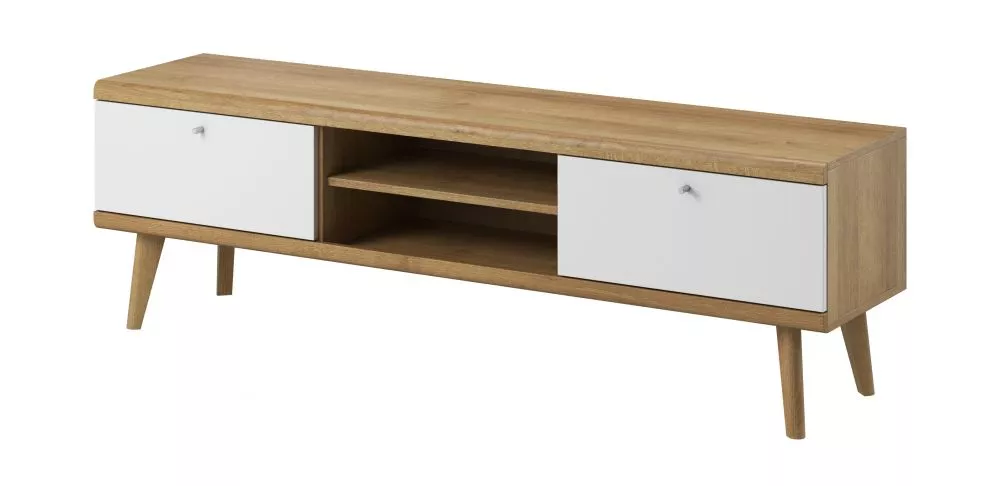 TV tumba Primo PRTV160 · Ozols riviera + balts · 160 × 40 × 50 cm