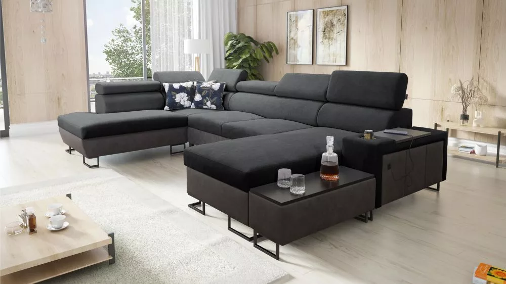Dīvāns Melody 6 Premium Standard · Grafīts · 220 × 363 × 84 cm