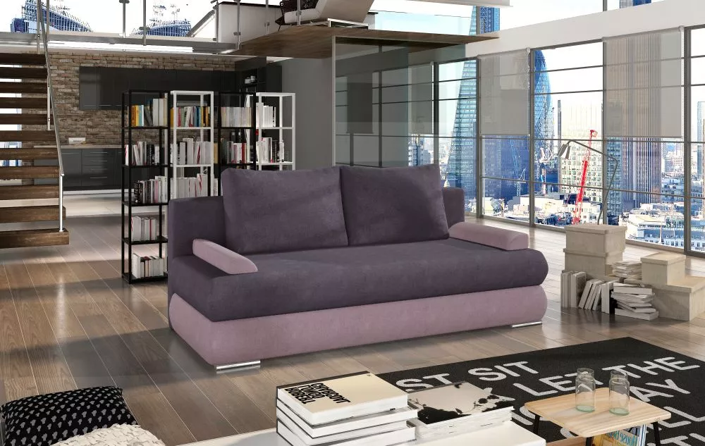 Dīvāns Milo Lux standard · Tumši violets + rozā · 95 × 213 × 90 cm