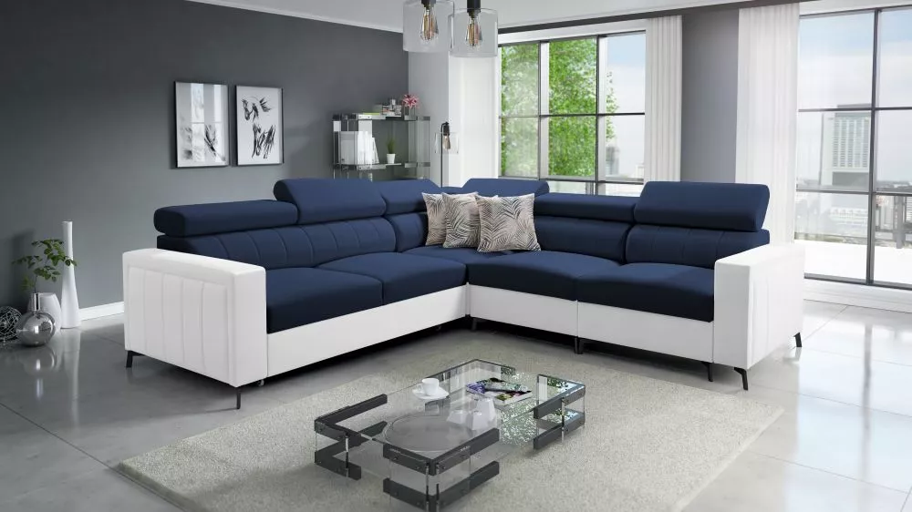 Dīvāns Baltico 4 Standard · Zils + balts · 275 × 275 × 83 cm