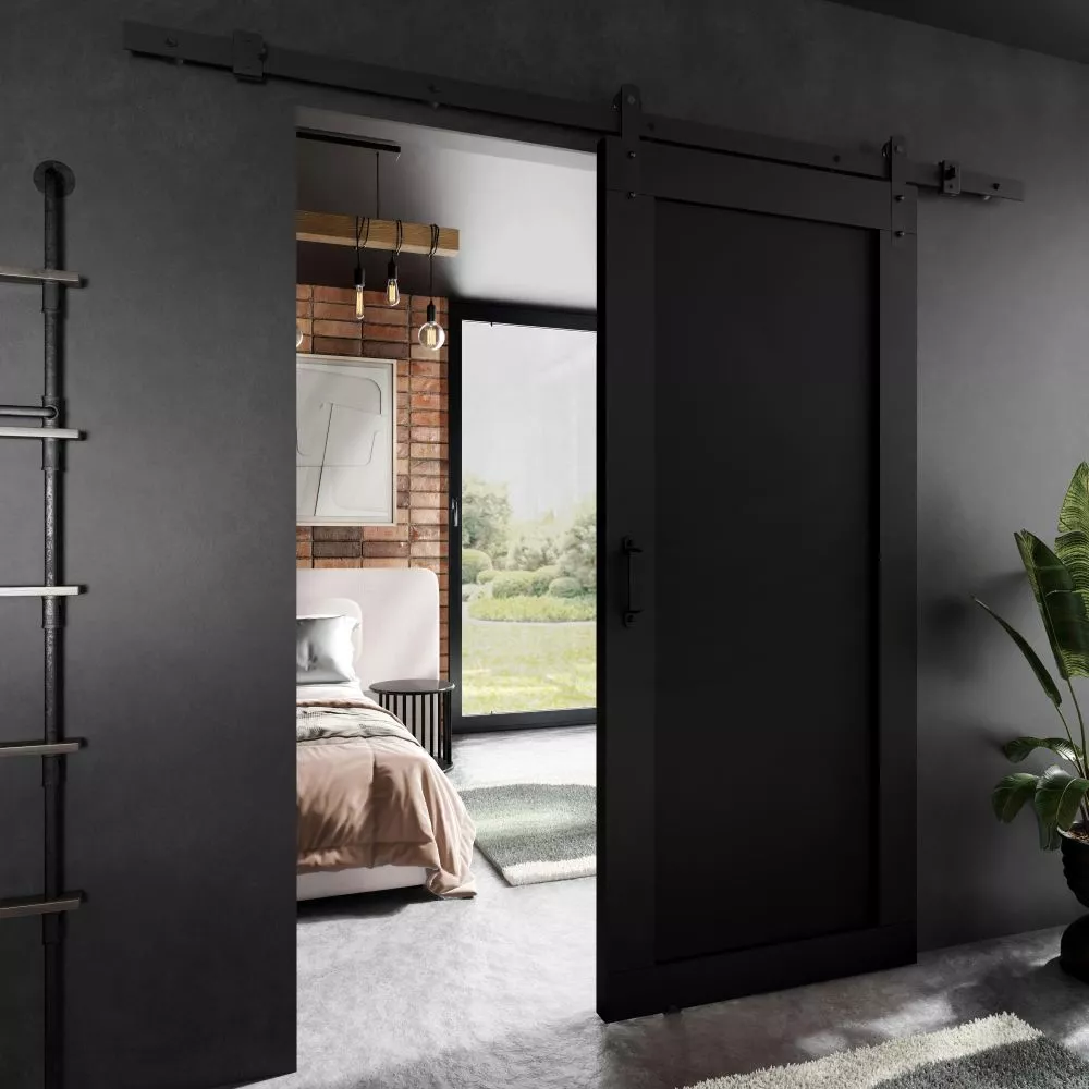 Bīdāmās durvis Adio Loft-1 · Melna · 96 × 205 cm
