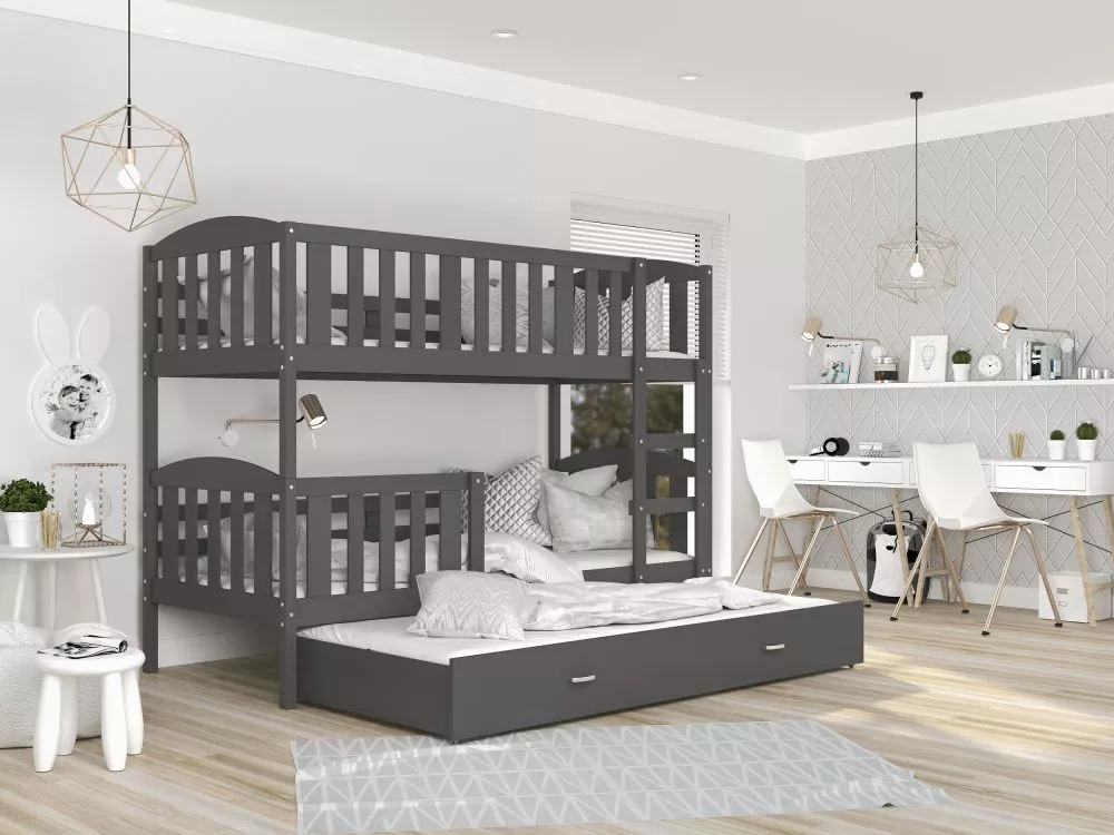 Bērnu gulta Kubus 3 MDF 80x190 ar stelāžām Guļamvietas platums: 80 cm, Guļamvietas garums: 190 cm, · 86 × 198 × 158 cm