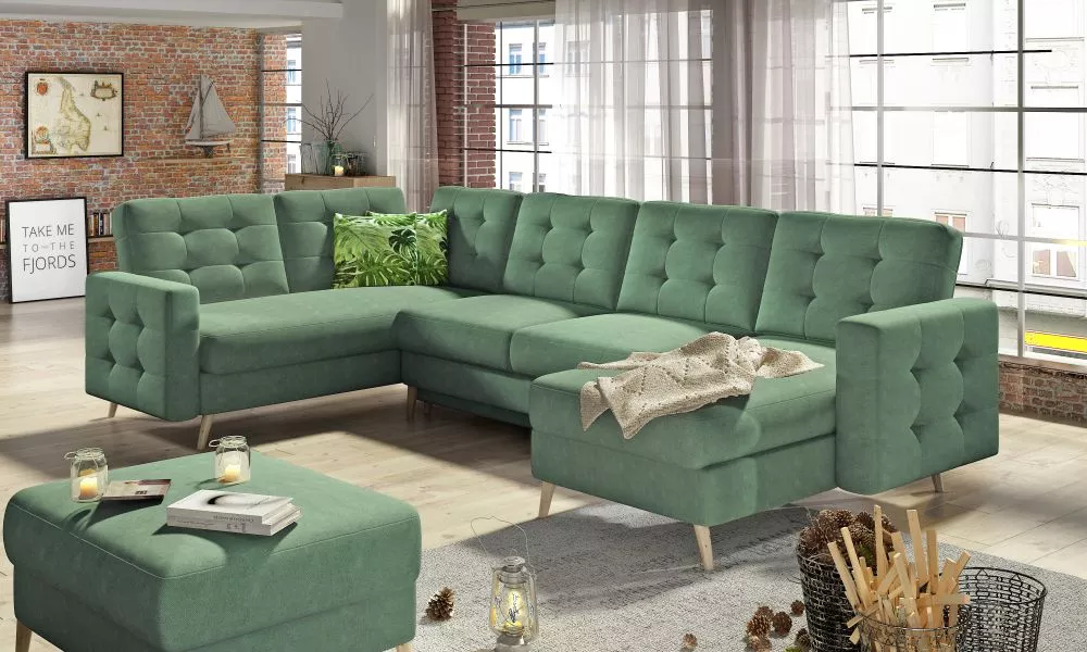 Dīvāns Asgard U Lux standard · Zaļš · 202 × 320 × 90 cm