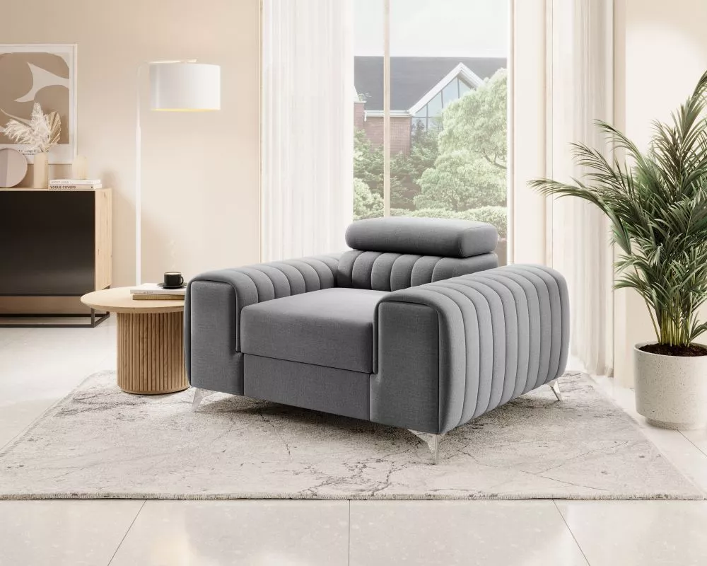 Mīksts krēsls Laurence 1S Premium Standard Sēdvietas dziļums: 55 cm, · Pelēks · 125 × 97 × 75 cm
