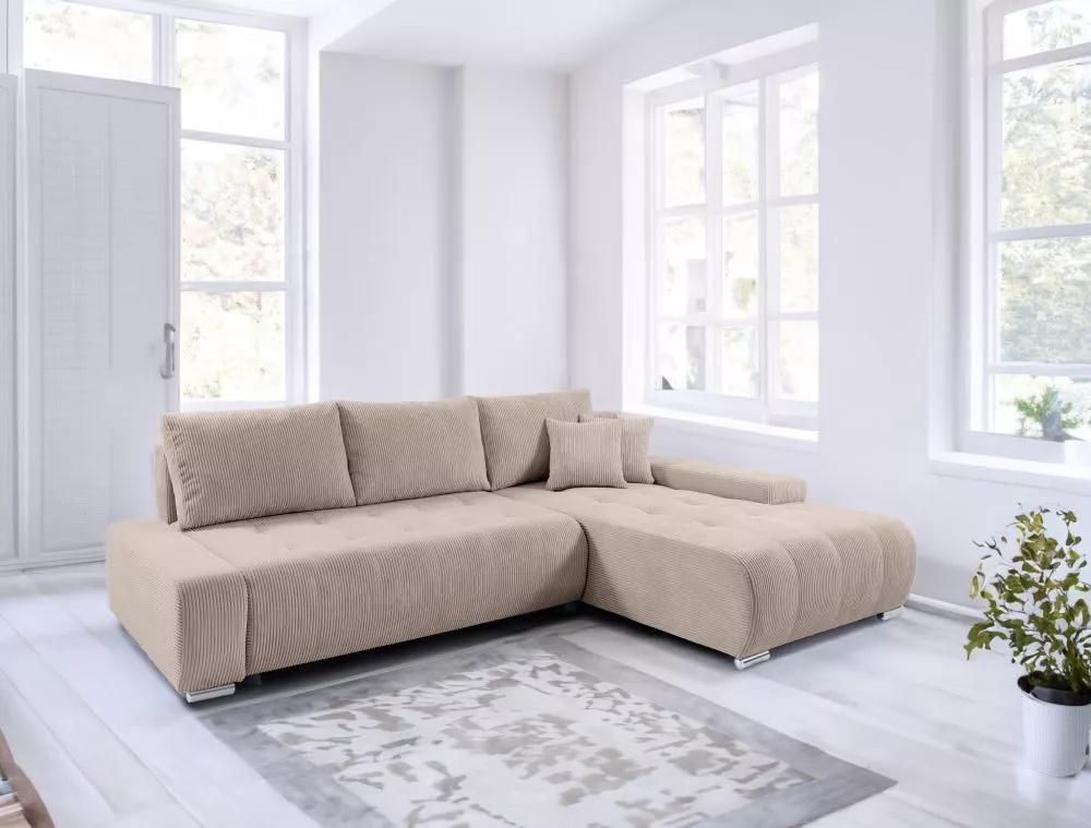 Dīvāns Velutti L Poso Standard · Kapučino · 185 × 265 × 85 cm