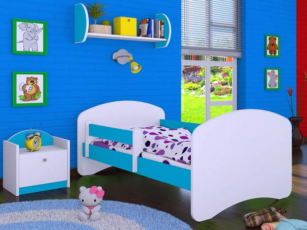 Bērnu gulta Happy L01 140x70 ar stelāžu Guļamvietas platums: 70 cm, Guļamvietas garums: 140 cm, · 82 × 144 × 57 cm