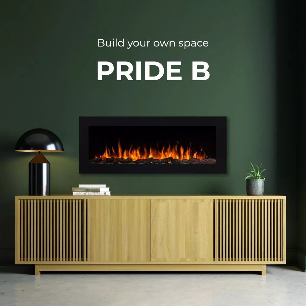 Kamīns Pride B140 Ar tālvadības pulti: 1, Daudzkrāsaina liesma: 1, Liesmas spilgtuma regulēšana: 1, Dekoratīvais režīms: