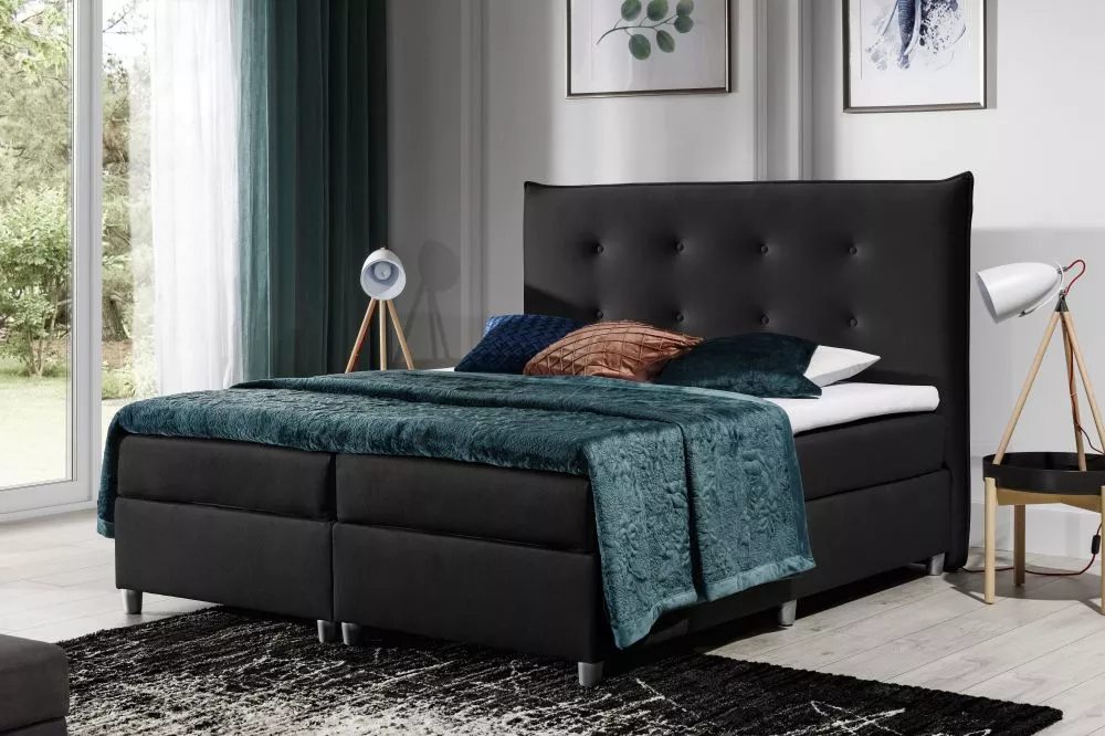 Gulta Prato Boxspring Premium Standard Guļamvietas platums: 120 cm, Guļamvietas garums: 200 cm, · Melns · 133 × 219 × 12