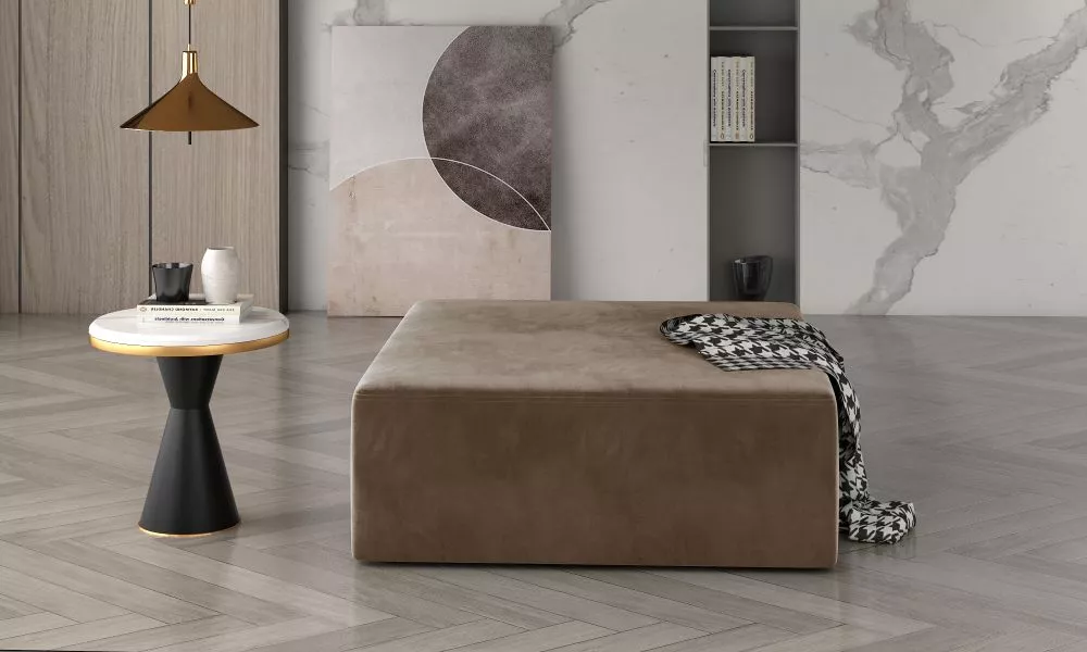 Pufs Kelim Standard Auduma numurs: Monolith 09, · Gaiši brūns · 83 × 42 × 83 cm