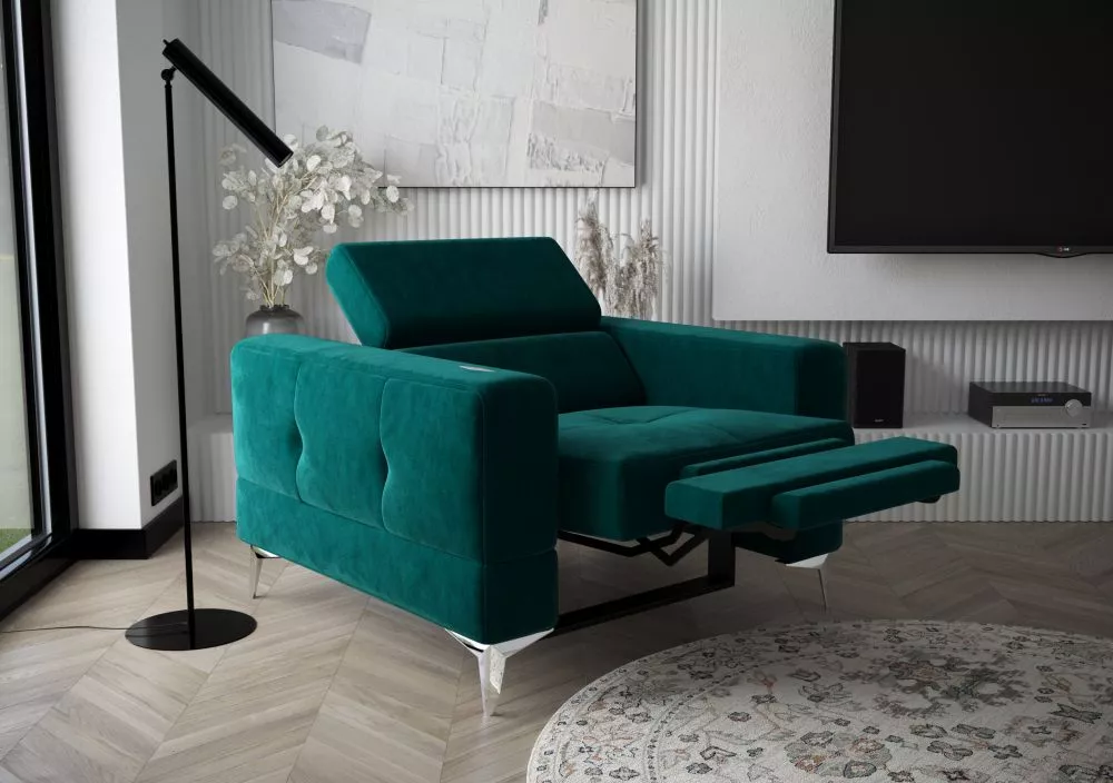 Mīksts krēsls Toscania 1S Relax standard Sēdvietas dziļums: 56 cm, · Tirkīzs · 115 × 97 × 78 cm