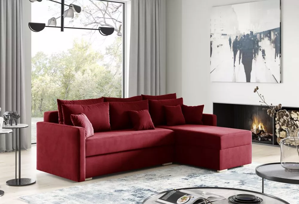Dīvāns Riva Corner standard · Sarkans · 142 × 220 × 92 cm