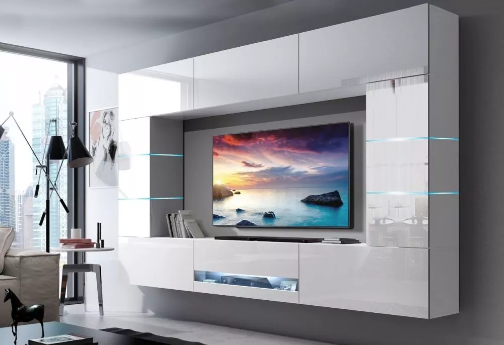 Sekcija Concept 62 ar LED · Balts · 273 × 35 × 184 cm