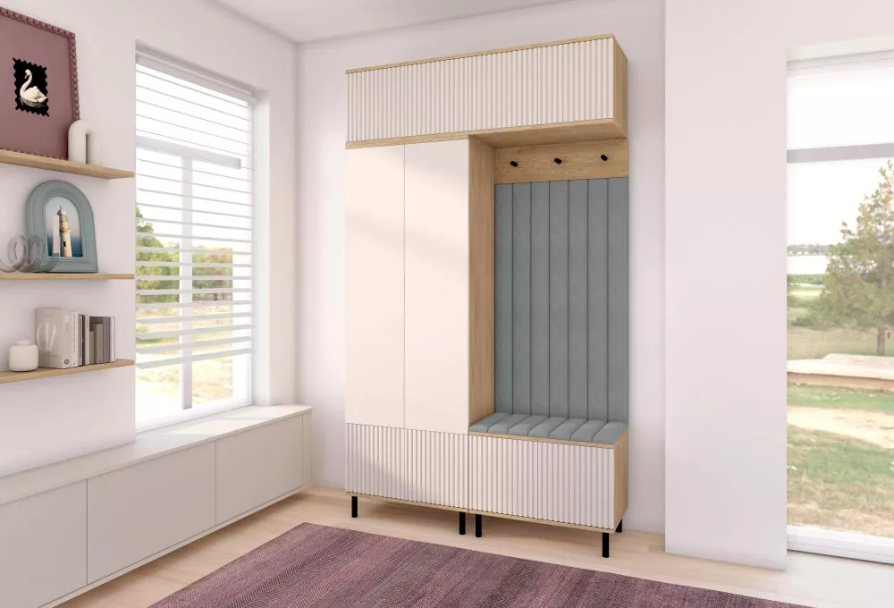 Apavu plaukts Bello 2 Trinity Korpusa krāsa: ozols cremona + kašmira, · 140 × 235 × 40 cm