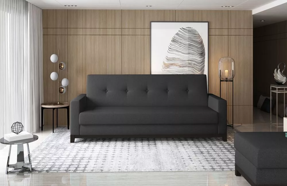 Dīvāns Selene Walnut standard · Melna · 87 × 216 × 93 cm