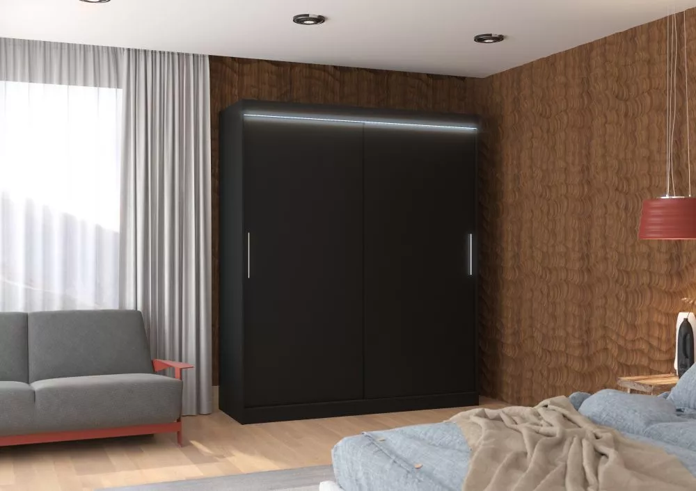 Skapis Lincoln ar LED · Melna · 180 × 58 × 215 cm